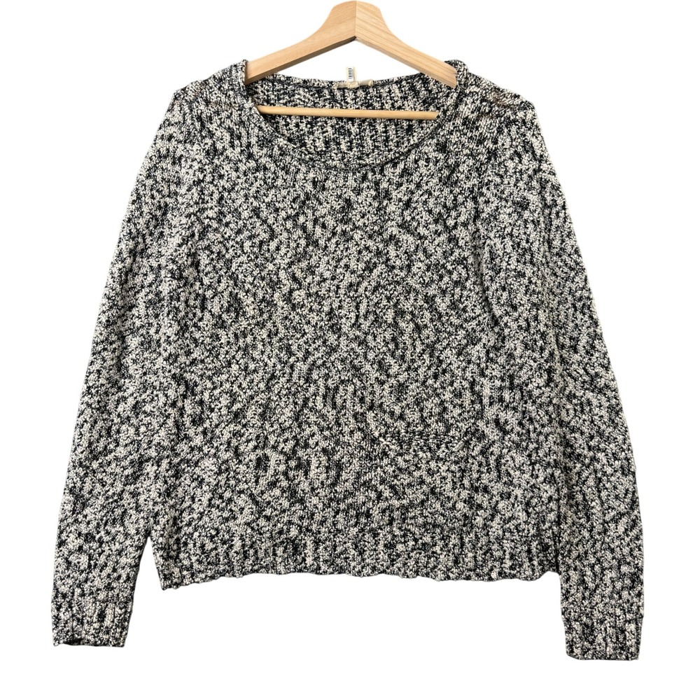 Eileen Fisher Womens Medium Cotton Viscose Marled Chunky Knit Pullover Sweater